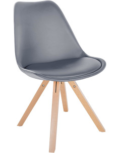 Chaise moderne scandinave en Polyuréthane Gris Bois Naturel Jayana - 1