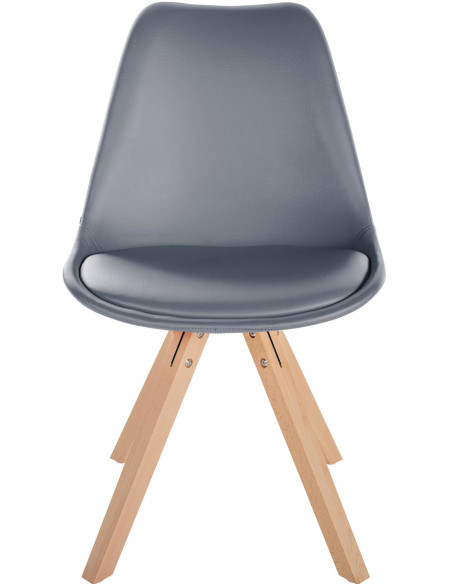 Chaise moderne scandinave en Polyuréthane Gris Bois Naturel Jayana - 2