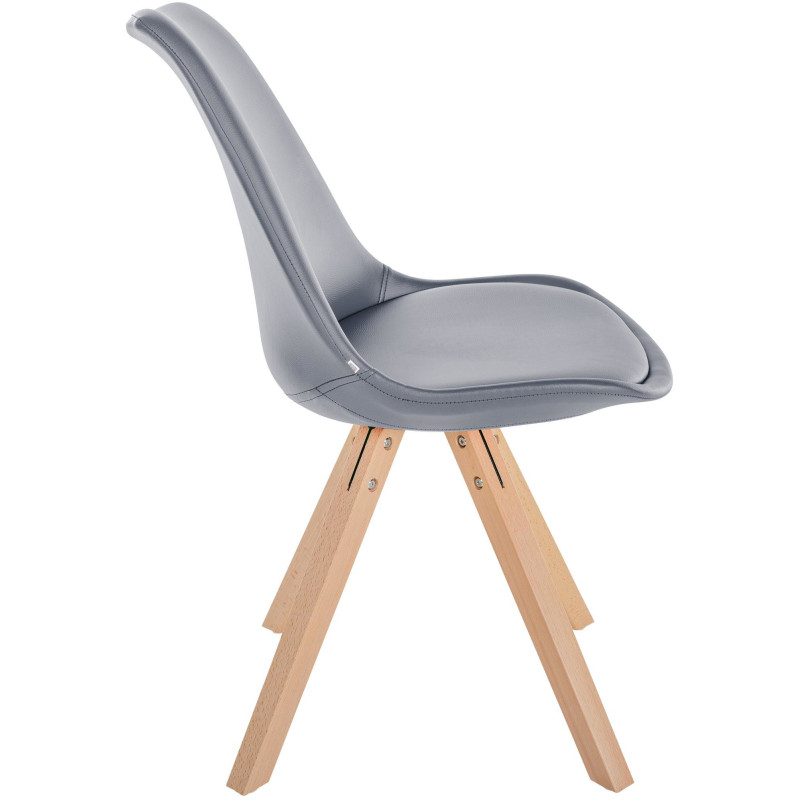 Chaise moderne scandinave en Polyuréthane Gris Bois Naturel Jayana - 3
