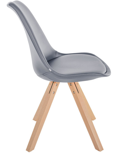 Chaise moderne scandinave en Polyuréthane Gris Bois Naturel Jayana - 3