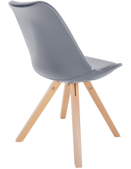 Chaise moderne scandinave en Polyuréthane Gris Bois Naturel Jayana - 5