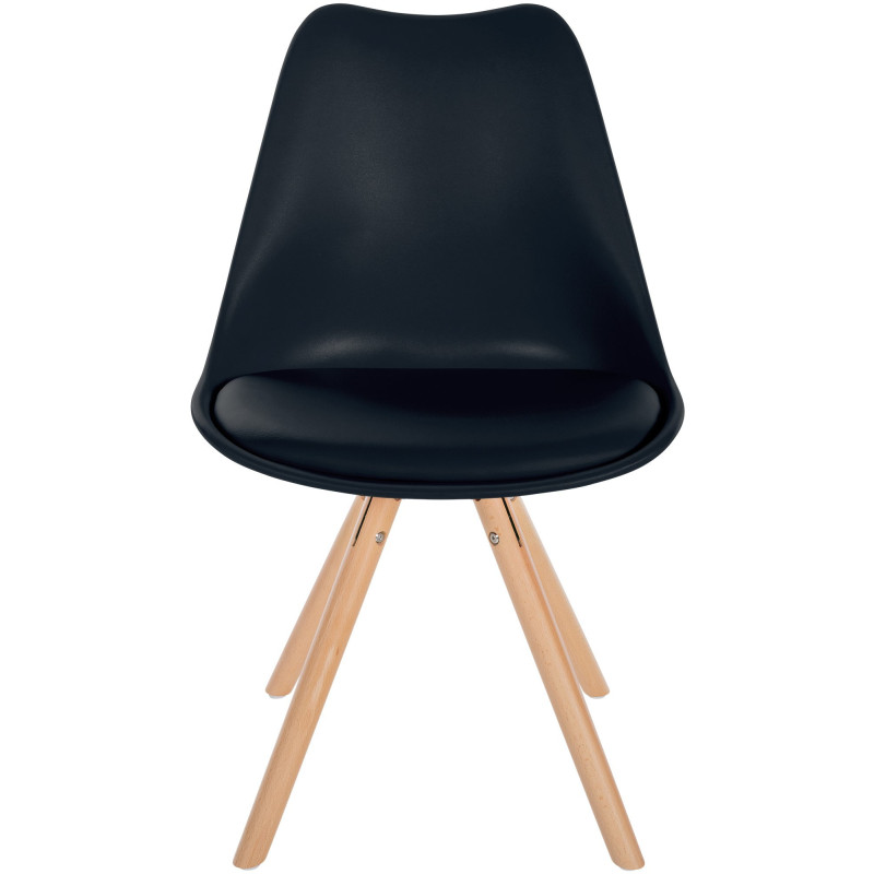 Chaise moderne scandinave en Polypropylène Polyuréthane Noir Bois Naturel Kalia - 2