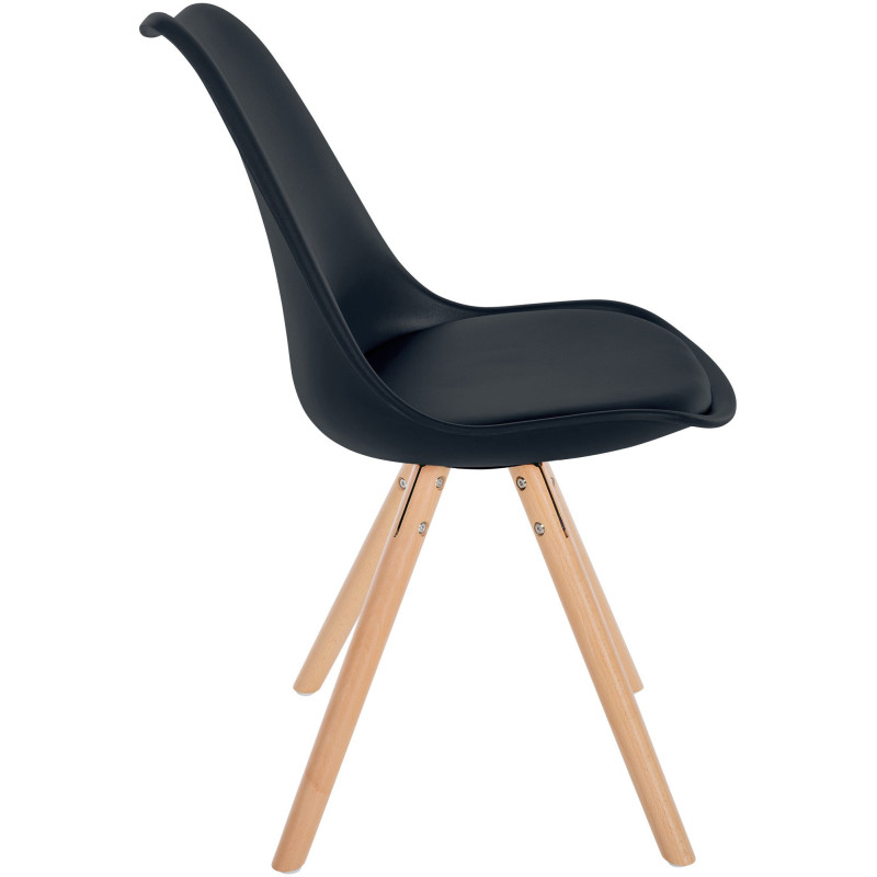 Chaise moderne scandinave en Polypropylène Polyuréthane Noir Bois Naturel Kalia - 3