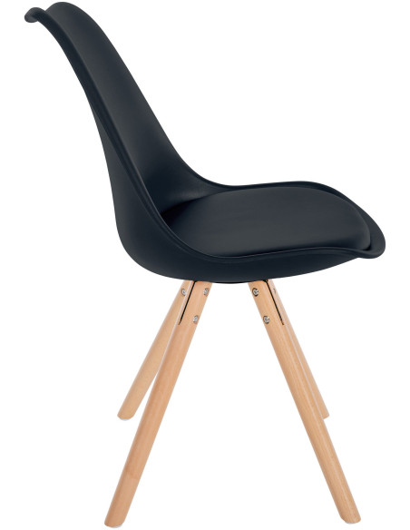 Chaise moderne scandinave en Polypropylène Polyuréthane Noir Bois Naturel Kalia - 3