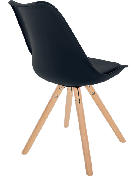 Chaise moderne scandinave en Polypropylène Polyuréthane Noir Bois Naturel Kalia - 5
