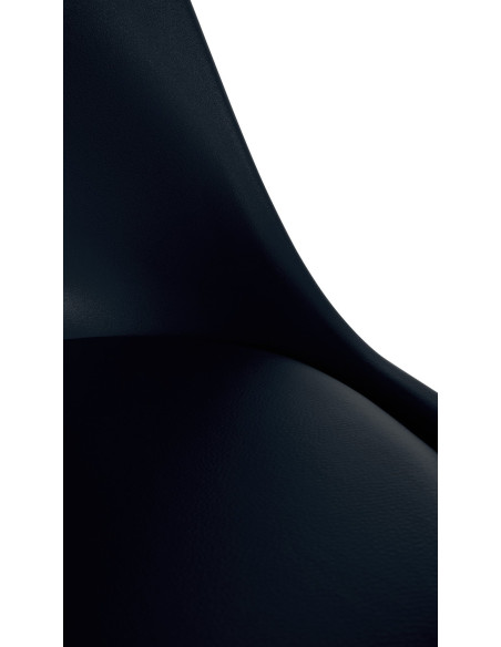 Chaise moderne scandinave en Polypropylène Polyuréthane Noir Bois Naturel Kalia - 7