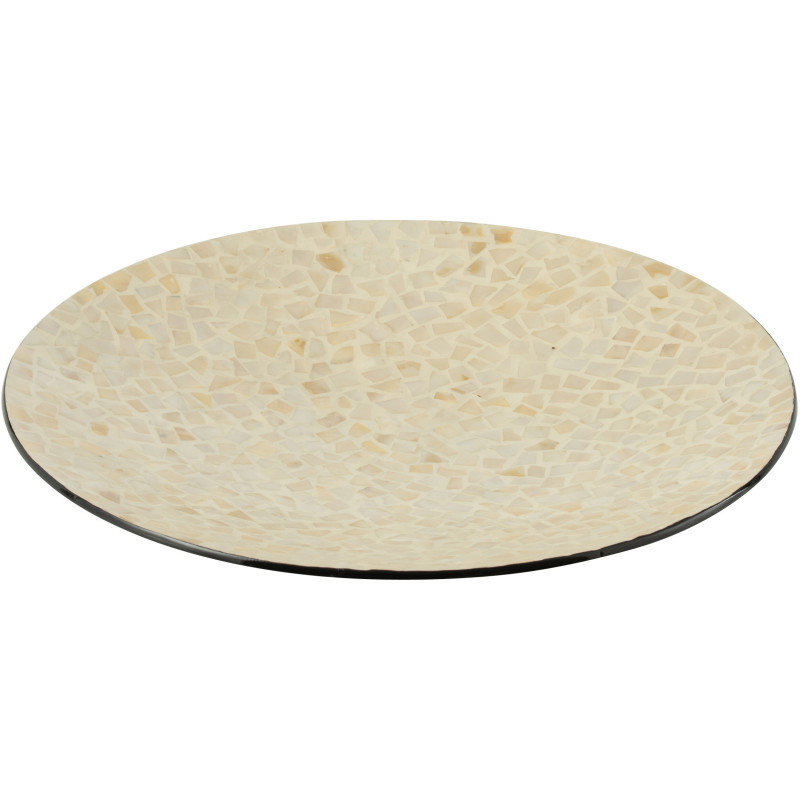 Plat Rond Nuye en Papier Coquillage Crème - 1
