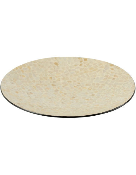 Plat Rond Nuye en Papier Coquillage Crème - 1