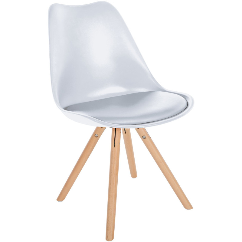 Chaise moderne scandinave en Polypropylène Polyuréthane Blanc Bois Naturel Kalia  - 1