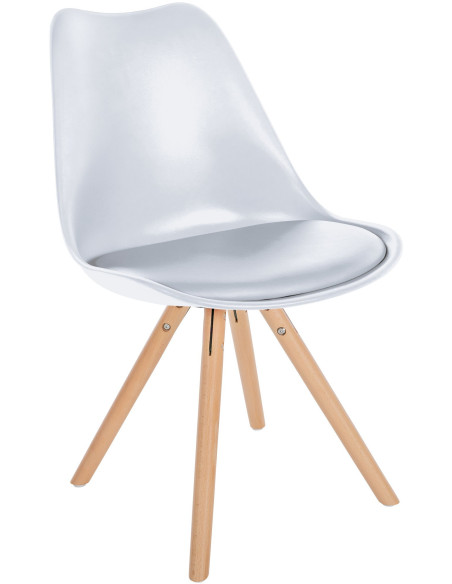 Chaise moderne scandinave en Polypropylène Polyuréthane Blanc Bois Naturel Kalia  - 1