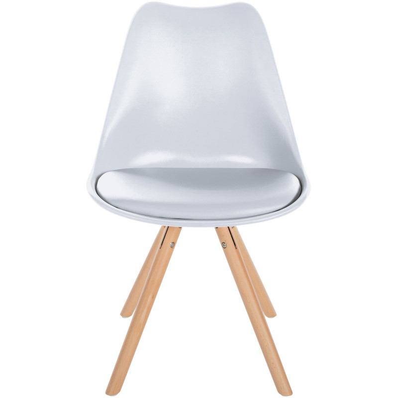 Chaise moderne scandinave en Polypropylène Polyuréthane Blanc Bois Naturel Kalia  - 2