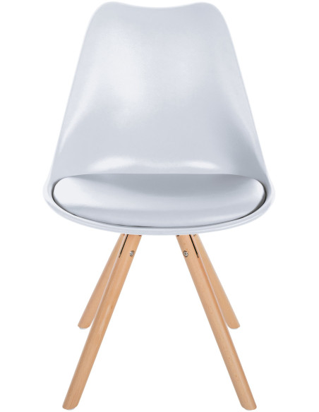 Chaise moderne scandinave en Polypropylène Polyuréthane Blanc Bois Naturel Kalia  - 2