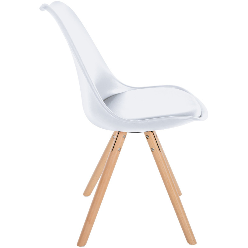 Chaise moderne scandinave en Polypropylène Polyuréthane Blanc Bois Naturel Kalia  - 3