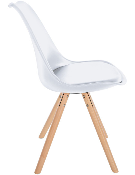 Chaise moderne scandinave en Polypropylène Polyuréthane Blanc Bois Naturel Kalia  - 3