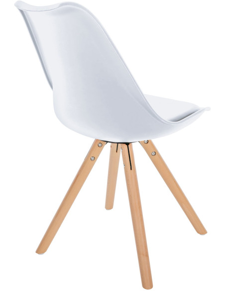 Chaise moderne scandinave en Polypropylène Polyuréthane Blanc Bois Naturel Kalia  - 5