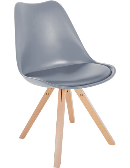 Chaise moderne scandinave en Polypropylène Polyuréthane Gris Bois Naturel Jayana - 1