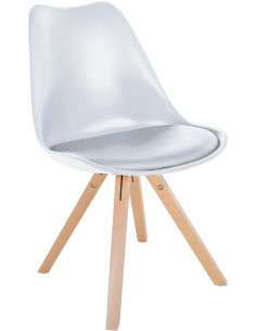 Chaise moderne scandinave en Polypropylène Polyuréthane Blanc Bois Naturel Jayana  - 1