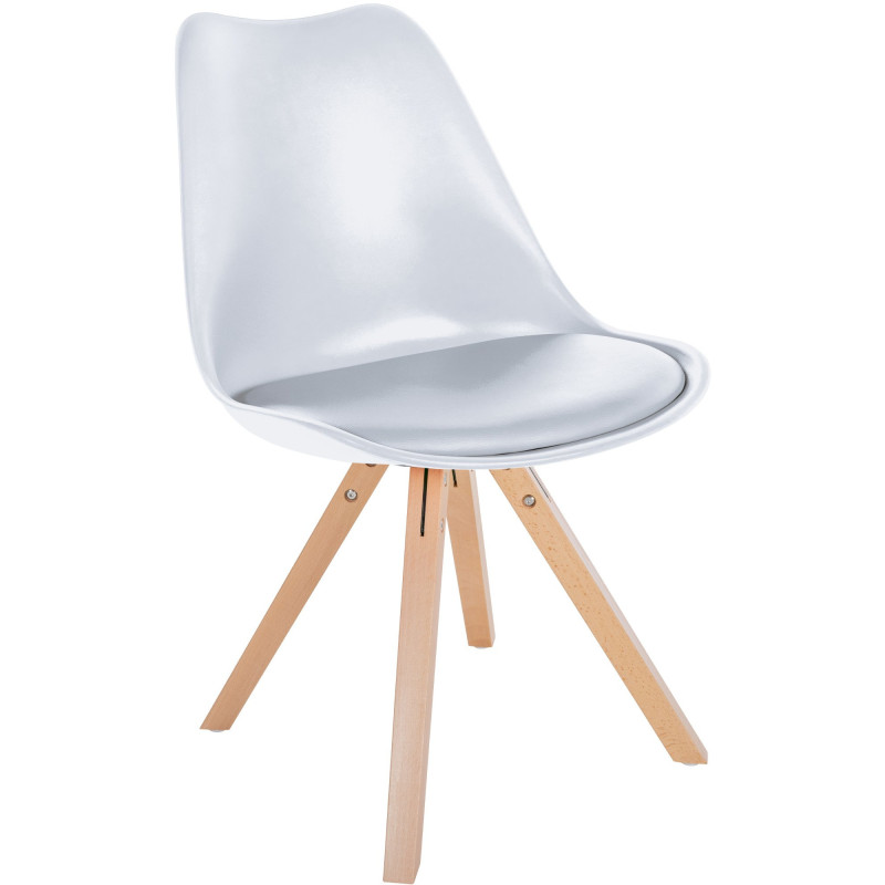 Chaise moderne scandinave en Polypropylène Polyuréthane Blanc Bois Naturel Jayana  - 1