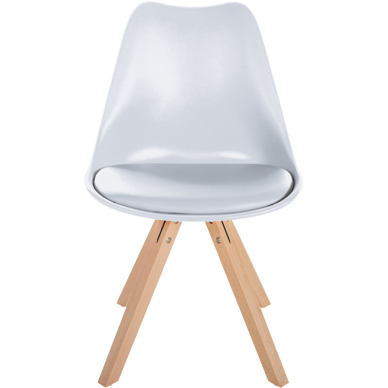 Chaise moderne scandinave en Polypropylène Polyuréthane Blanc Bois Naturel Jayana  - 2