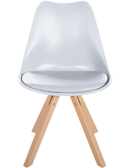 Chaise moderne scandinave en Polypropylène Polyuréthane Blanc Bois Naturel Jayana  - 2