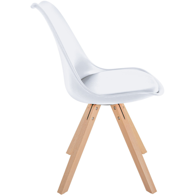 Chaise moderne scandinave en Polypropylène Polyuréthane Blanc Bois Naturel Jayana  - 3