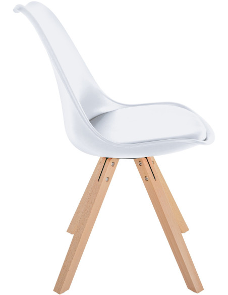 Chaise moderne scandinave en Polypropylène Polyuréthane Blanc Bois Naturel Jayana  - 3