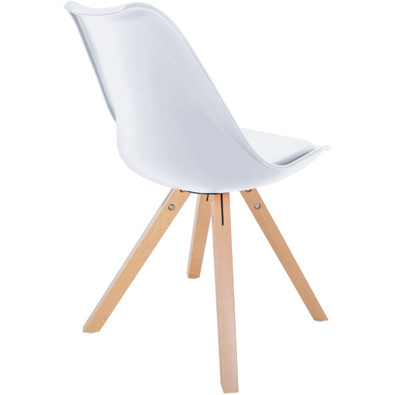 Chaise moderne scandinave en Polypropylène Polyuréthane Blanc Bois Naturel Jayana  - 5
