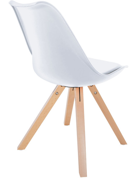 Chaise moderne scandinave en Polypropylène Polyuréthane Blanc Bois Naturel Jayana  - 5