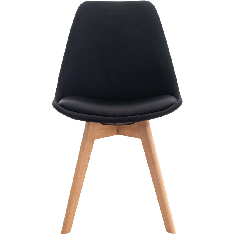Chaise moderne scandinave en Tissu Noir Bois de hêtre Naturel Floki - 2
