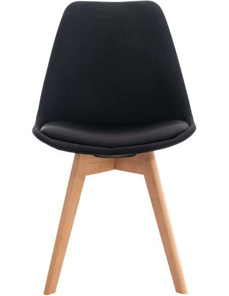 Chaise moderne scandinave en Tissu Noir Bois de hêtre Naturel Floki - 2