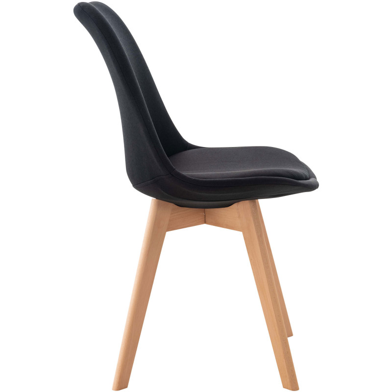 Chaise moderne scandinave en Tissu Noir Bois de hêtre Naturel Floki - 3