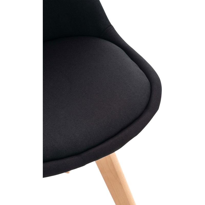 Chaise moderne scandinave en Tissu Noir Bois de hêtre Naturel Floki - 5