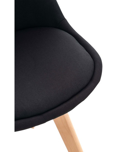 Chaise moderne scandinave en Tissu Noir Bois de hêtre Naturel Floki - 5