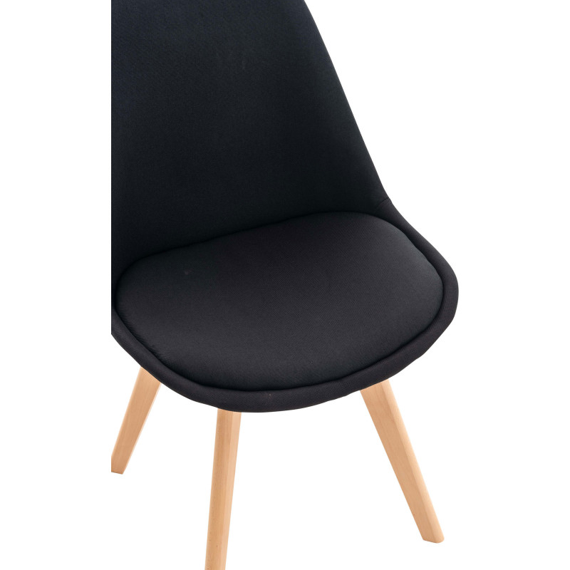 Chaise moderne scandinave en Tissu Noir Bois de hêtre Naturel Floki - 6