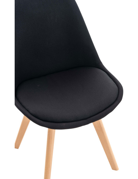 Chaise moderne scandinave en Tissu Noir Bois de hêtre Naturel Floki - 6