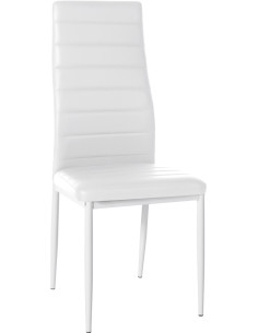 Chaise moderne dossier haut en Polyuréthane Blanc Métal Blanc Lina - 1