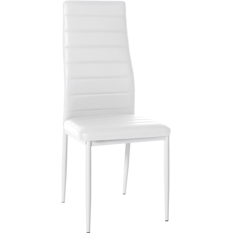 Chaise moderne dossier haut en Polyuréthane Blanc Métal Blanc Lina - 1