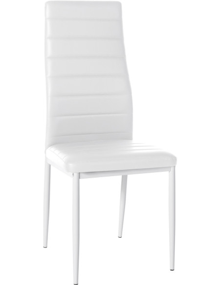 Chaise moderne dossier haut en Polyuréthane Blanc Métal Blanc Lina - 1