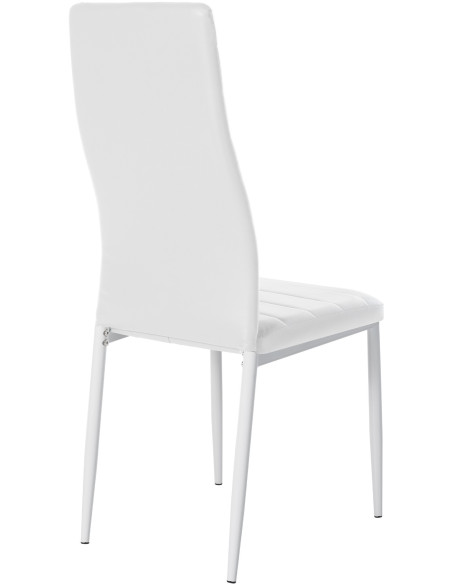 Chaise moderne dossier haut en Polyuréthane Blanc Métal Blanc Lina - 3