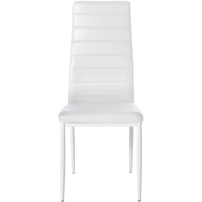 Chaise moderne dossier haut en Polyuréthane Blanc Métal Blanc Lina - 5