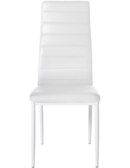 Chaise moderne dossier haut en Polyuréthane Blanc Métal Blanc Lina - 5