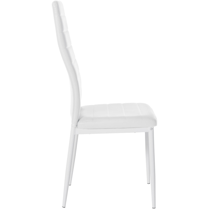 Chaise moderne dossier haut en Polyuréthane Blanc Métal Blanc Lina - 6