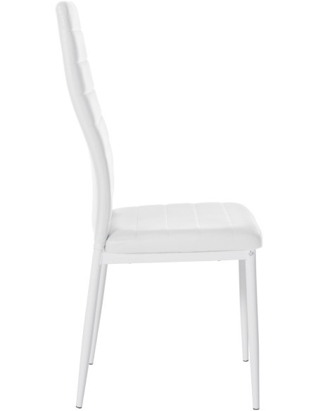 Chaise moderne dossier haut en Polyuréthane Blanc Métal Blanc Lina - 6