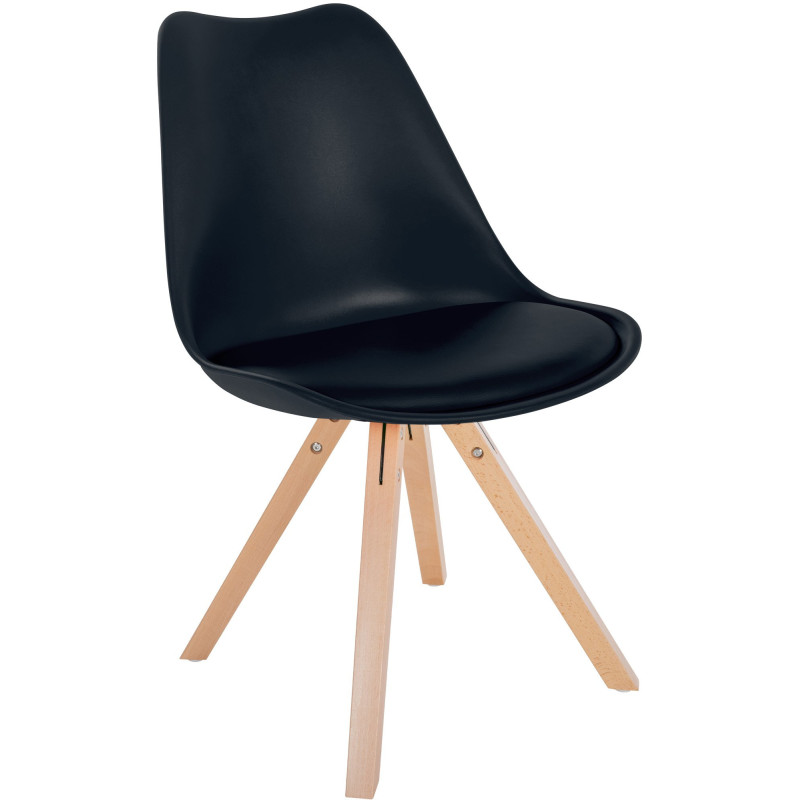 Chaise moderne scandinave en Polypropylène Polyuréthane Noir Bois Naturel Jayana - 1