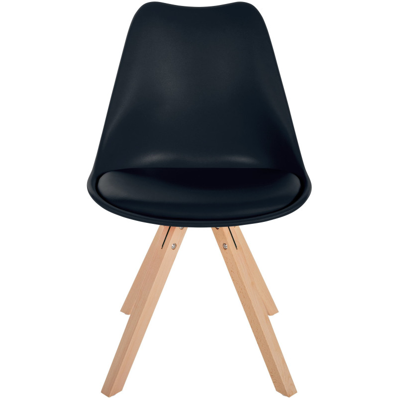 Chaise moderne scandinave en Polypropylène Polyuréthane Noir Bois Naturel Jayana - 2
