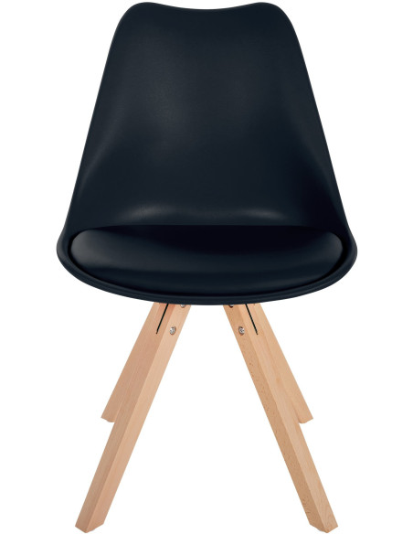 Chaise moderne scandinave en Polypropylène Polyuréthane Noir Bois Naturel Jayana - 2