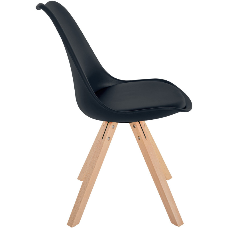 Chaise moderne scandinave en Polypropylène Polyuréthane Noir Bois Naturel Jayana - 3