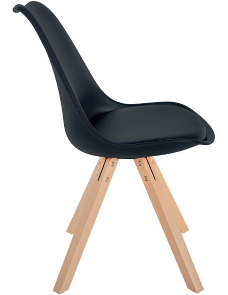 Chaise moderne scandinave en Polypropylène Polyuréthane Noir Bois Naturel Jayana - 3