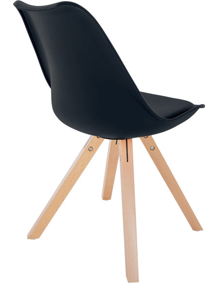 Chaise moderne scandinave en Polypropylène Polyuréthane Noir Bois Naturel Jayana - 5