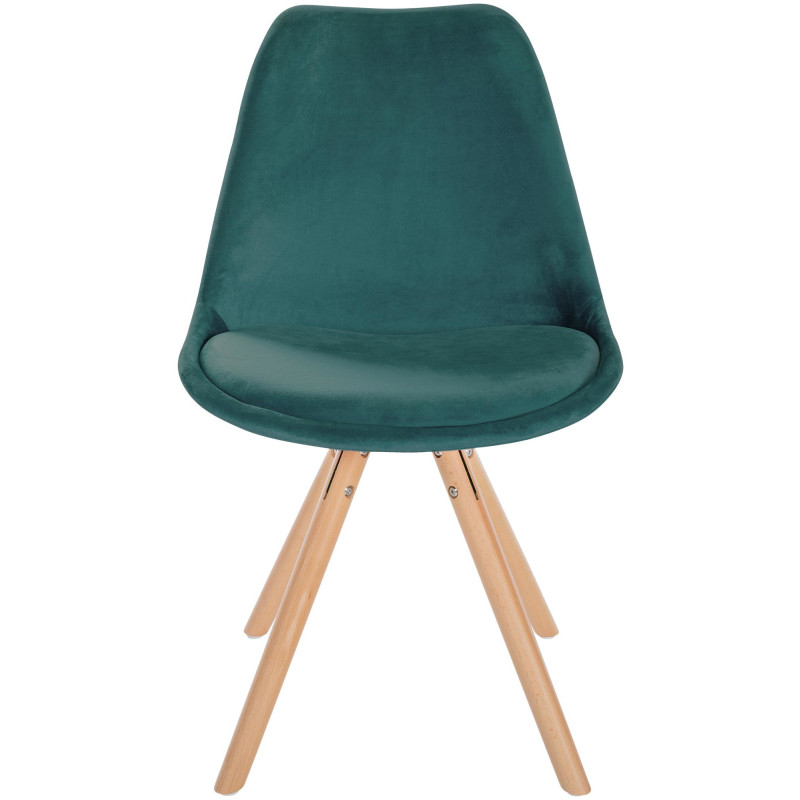 Chaise moderne scandinave en Velours Vert foncé Bois Naturel Kalia - 2